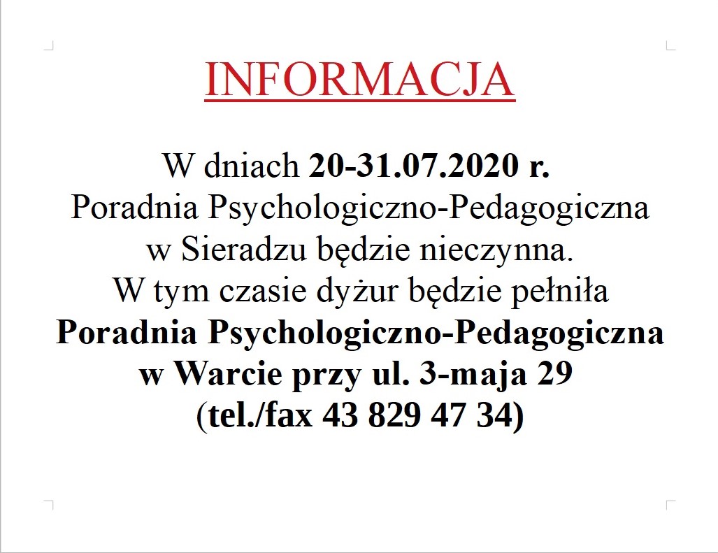 informacja na stron